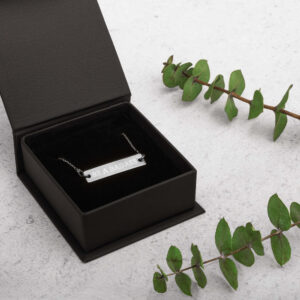Engraved Silver Bar Chain Necklace - Image 2